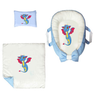 سرویس خواب سه تکه نوزاد ناریکو مدل گارد محافظ دار طرح اژدها کد 024