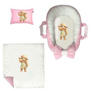 سرویس خواب سه تکه نوزاد ناریکو مدل گارد محافظ دار طرح خرس کد 0466