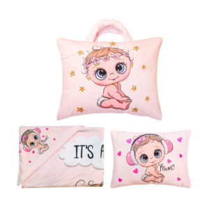 سرویس خواب نوزاد 3تکه آدنو مدل سفری طرح its a girl