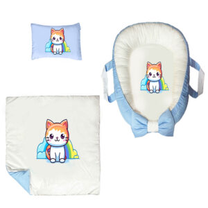 سرویس خواب سه تکه نوزاد ناریکو مدل گارد محافظ دار طرح گربه کد 0347