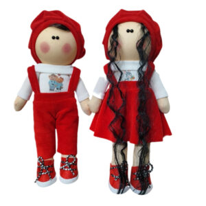 عروسک روسی مدل دختر و پسر ارتفاع 30 سانتی متر مجموعه 2 عددی