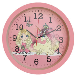 ساعت دیواری کودک مدل تک شاخ صورتی کد 4030430