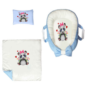 سرویس خواب سه تکه نوزاد ناریکو مدل گارد محافظ دار طرح پاندا کد 094
