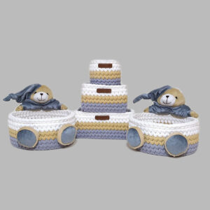 ست سبد لوازم کودک طرح خرس دوقلو کد 1 مجموعه 5 عددی