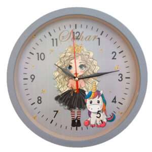 ساعت دیواری کودک مدل پرنسس تک شاخ کد 402039