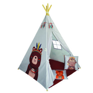 چادر بازی کودک مدل سرخپوستی طرح حیوانات کد PT528 به همراه کوسن