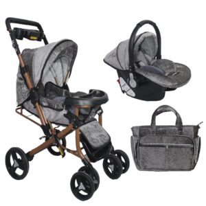 ست کالسکه و کریر مدل شانل ورسا کد 1401به همراه ساک لوازم کودک