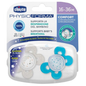 پستانک ارتودنسی چیکو مدل فیزیو کامفورت شبرنگ بسته 2 عددی