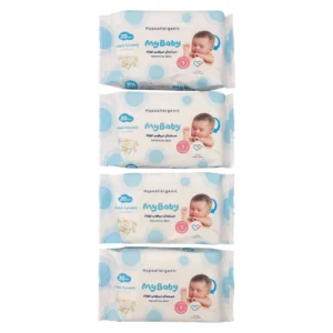 دستمال مرطوب کودک مای بیبی مدل بابونه 4 بسته 20 عددی